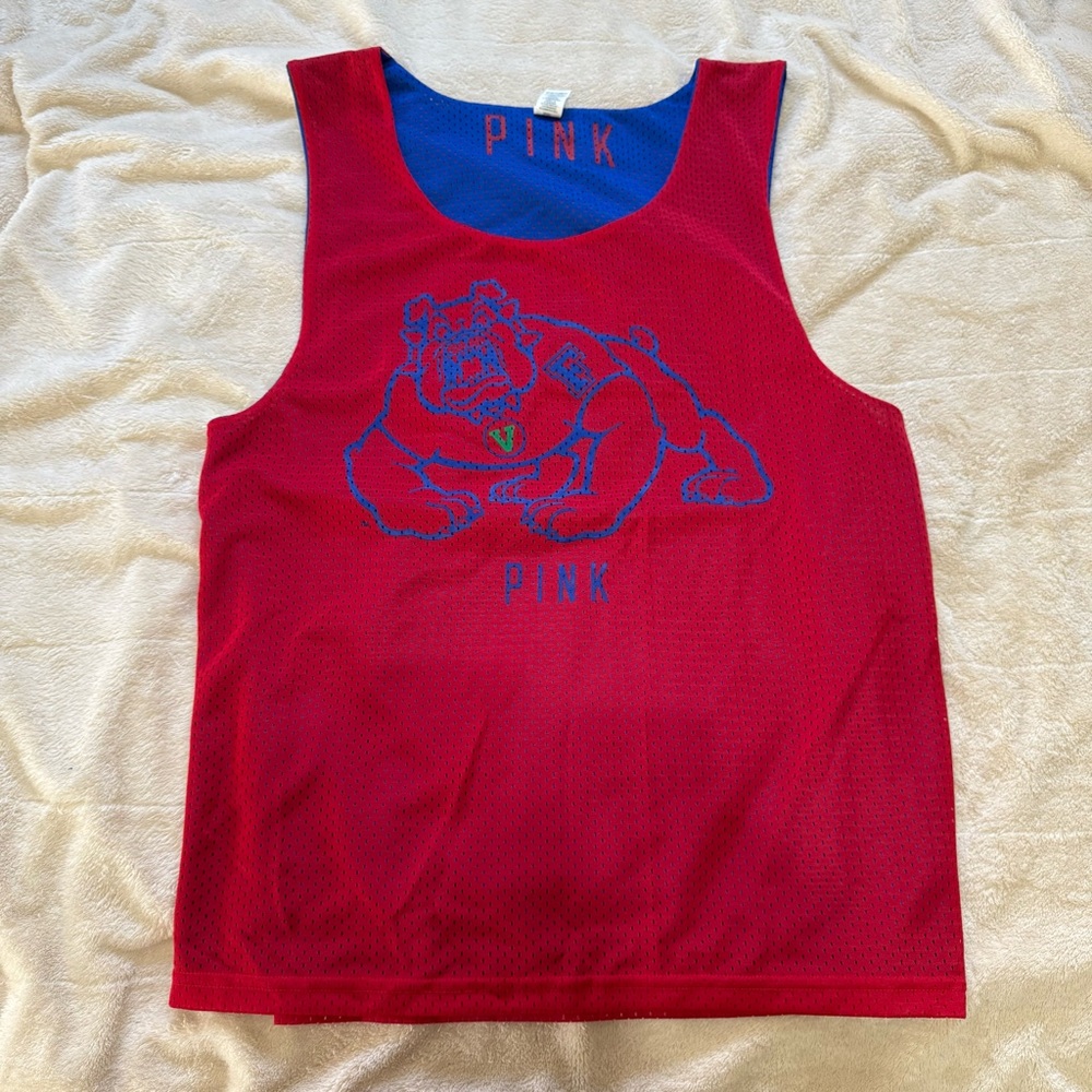 Victoria Secret Pink Fresno State Bulldog jersey Reversible  Tank Sz Medium